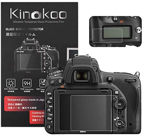 kinokoo Gehärtetes Glas für Nikon D750 Kristallklarer Film Nikon Displayschutzfolie mit oberer Displayschutzfolie(2er Pack)