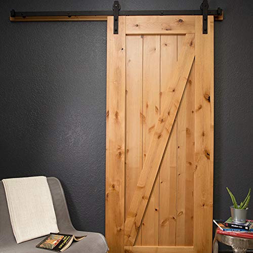 Wefun Schiebetürbeschlag set Schiebetürsystem Laufschiene,Schiebetür Montageset,Innentüren Trennwände Flaschenzug aus Karbonstahl (200 cm, Gerade)