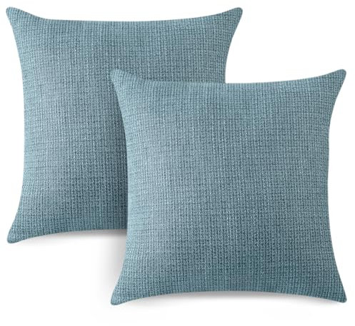 Artscope 2er Set Kissenbezug Einfarbig Wurfkissenbezug, Leinen Kissenbezüge Moderne Dekokissen Kissenhülle Set Kissen Fall für Sofa Auto Schlafzimmer Zuhause Dekor 18x18 Zoll 45x45cm Blau