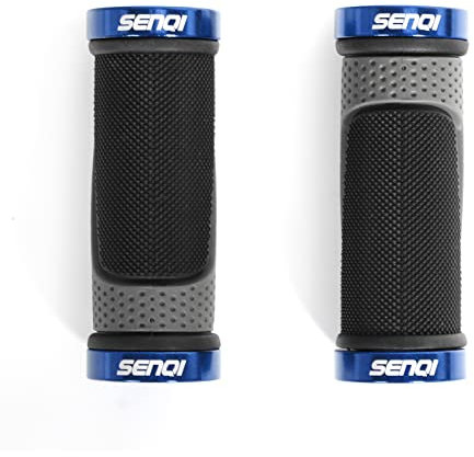SENQI Fahrradgriffe, leicht, 130 mm & 130 mm, 130 mm & 90 mm, 90 mm & 90 mm, passend für 22,2 mm Lenker, rutschfeste Griffe, geeignet für Multi-Speed-Fahrräder, Mountainbikes, BMX-Fahrräder (blau)