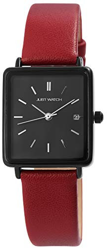 Just Watch Damen-Uhr Echt Leder Armband Datum Analog Quarz JW10140 (rot)