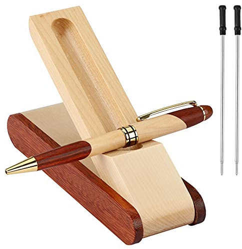 Kugelschreiber-Geschenk Vollholz-Kugelschreiber-Set mit schöner Holzbox Werbegeschenke + 2 Minen