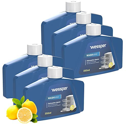Wessper Limpieza higiénica para el lavavajillas contra el mal olor, la cal y la grasa, 6 x 250 ml, limón