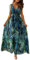 TOPLAZA Maxi Dresses for Women Summer Beach Floral Dress V Neck Sleeveless, Green, M