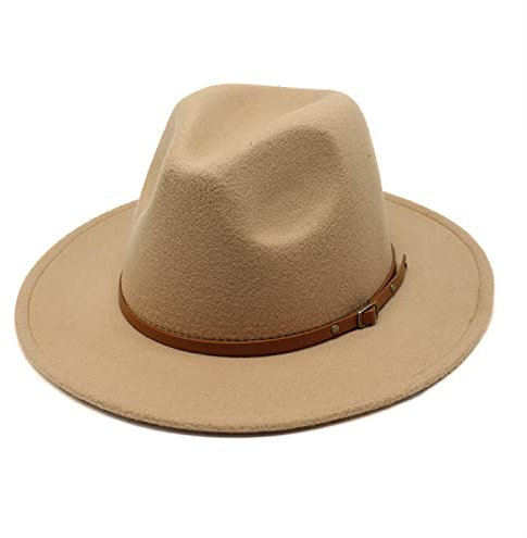 QBQZXAOSOWH Fedora Trilby Grüner Fedora Hut Hut Mit Breiter Krempe Herren Und Damen Filzhut Panama Jazz Fedora 56-58Cm 7