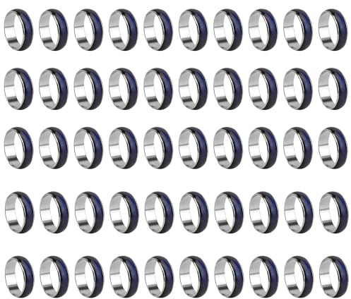 50Pcs Wholesale Lots Pack Mood Rings Vintage Mixed Color Changeable Emotion In Bulk Cheap For Adults Mens Women Teen Bands Comes In A Box Mixed Size 6-10 Jewelry Gifts Valentines Birthday Party