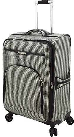 LONDON FOG Oxford III 63,5 cm erweiterbarer Spinner, Schwarz-Weiß, 25-Inch, Oxford III 63,5 cm erweiterbarer Spinner