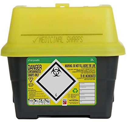 Sharpsafe 2 Litre 5th Generation Yellow/Grey -Sharps Bin Clinical Waste Disposal