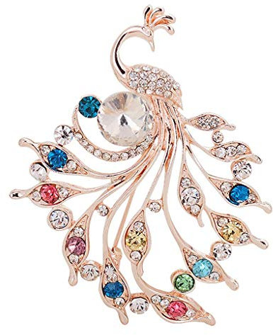 Broche de paon multicolore élégante de qualité en cristal strass broches épingle foulards clip bijoux accessoires cadeau de mariage pour les femmes