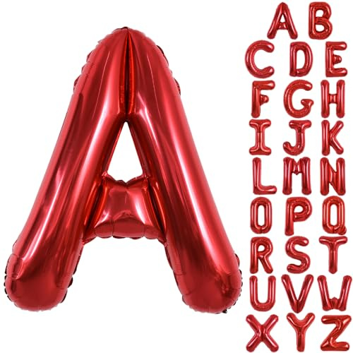 TONIFUL 40 Zoll große leuchtend rote Buchstabenballons A-Z, riesige Heliumfolie großer Buchstabe A Ballon für Geburtstagsfeier Jahrestag Hochzeit Dekoration.