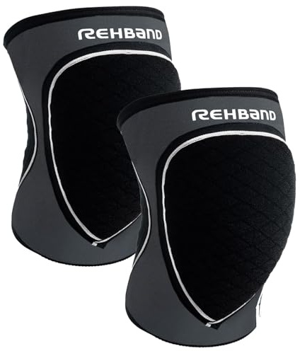 Rehband Knieschützer für Volleyball, Handball & Hallensport, Neopren Knieschoner komfortabel & enganliegend, Sport-Knieprotektor für Damen & Herren, Farbe:Stahl Grau - 1 Paar, Größe:L