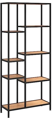 vidaXL Bücherregal Lagerregal Standregal Bücherablage Wandregal Büroregal Regal Aktenregal Holzregal 80x30x180cm Stahl Holzwerkstoff