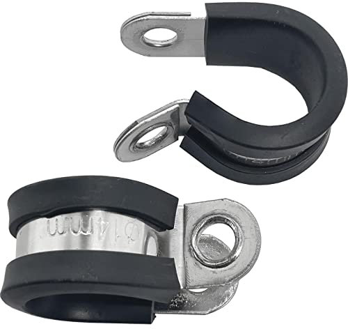 Lumonic 5x 14mm Rohrschellen mit Gummieinlage Edelstahl V2A I Kabelschellen zum Schrauben I Schlauchschelle 14mm, Rohrschellen, Befestigungsschelle 14