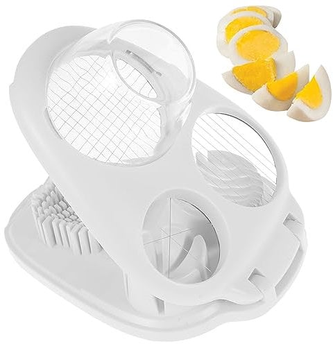 Egg Slicer for Boiled Eggs, 3 in 1 Stainless Steel Egg Cutter,Multifunctional Boiled Egg Cutter, Reusable Mushroom Slicer Salad Slicer Portable Egg Dicer for Soft Fruit Mushroom Strawberries