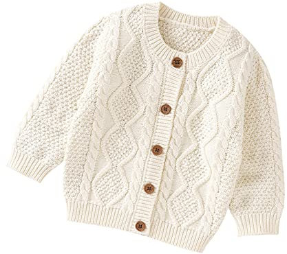 Clearance Sweater Baby Girl Boy Knit Cardigan Sweater Warm Pullover Tops Toddler Infant Outerwear Jacket Coat Outfit Clothes Button Front Knit Sweater 6-9 Months #2-White