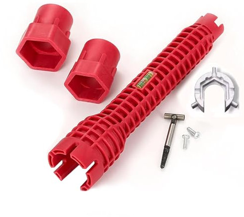 YUDAWN Llave de grifo 8 en 1, extensión de grifo, llave de montaje para grifos, llave de tubo multifunción, llave de fregadero, herramienta sanitaria para fregadero y baño