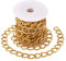 Cheriswelry Cadenas de eslabones dorados de 16.4 pies, cadenas trenzadas de aluminio con carrete sin soldar, cadena de cable cruzado para hacer joyas