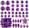 Christmas Ball Baubles Decoration Tree Ornaments including Balls Stars and a Tree topper Shatterproof Xmas Hanging 43 Pieces Set Home Office Outdoor indoor (Purple)