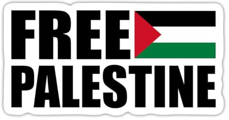Spreadshirt Free Palestine Flagge Palästina Schwarz Sticker Aufkleber, 10 x 10 cm, Mattweiß