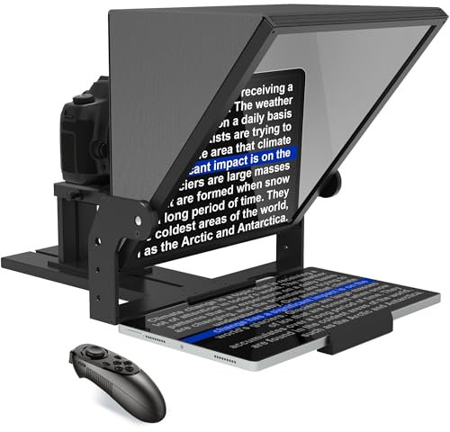 13 Zoll Teleprompter aus Aluminiumlegierung mit Fernbedienung und kostenloser Teleprompter-App, kompatibel mit iOS/Android, funktioniert mit Kamera, Online-Meeting, Videorecorder (13 Zoll)