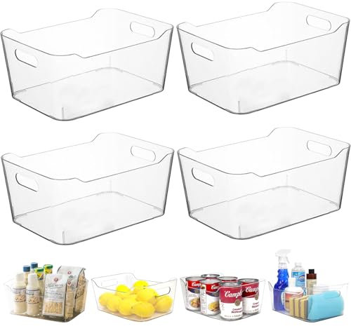 NANLIUJING Lot de 4 organiseurs de réfrigérateur - Pour garde-manger, congélateur, armoire, salle de bain, bureau - Sans BPA - 24,5 x 17 x 10,5 cm