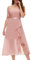 Berylove Robe de soirée longue à paillettes pour femme - Robe de cocktail élégante pour mariage - Robe à épaules dénudées - Robe de bal, Blush, XL