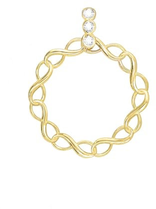 Lucchetta - Unendlichkeitsring Anhänger 3 Saphire 0,09 cts | 14 Karat Gelbgold - Charms für Armbänder und Halsketten (bis 4 mm) - Damen Mädchen
