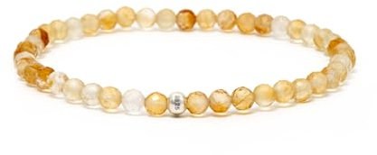 BERGERLIN Citrin Armband echt mit 925 Sterling Silberperle - facettierte Perlen - Größe M