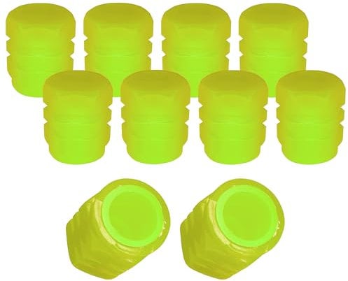 cyclingcolors 10x Ventilkappen Ventildeckel Leuchtend Phosphoreszierend Auto Motorrad Fahrrad Ventilabdeckung Radventilkappen Reifenventilkappen Autoventil-Kappen Kunststoff, Gelb