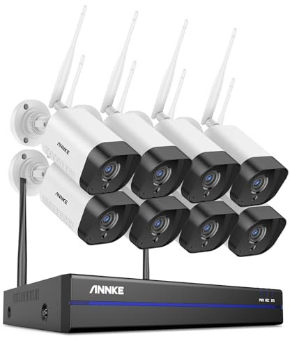 ANNKE 5MP Wireless CCTV Camera System, 10 Channel 5MP Wireless NVR with 8Pcs 5MP IP Cameras Wifi, Smart Human Detection, Work with Alexa, 100ft Night Vision, Weatherproof IP67, No HDD Included
