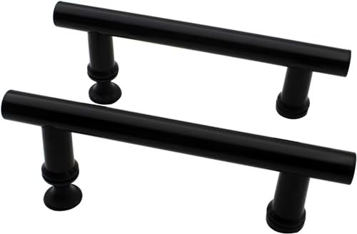 Clarmonde Shower Door Handle 2 Pack Shower Door knob Pull Handle Parts Replacement 145mm Hole to Hole Stainless Steel with Plastic knobs Glass Door Handle (Black 145mm)