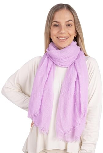 Lolus Dünner, leichter und weicher Uni Damen Schal in gewellter Struktur - Isabella (flieder, One Size)