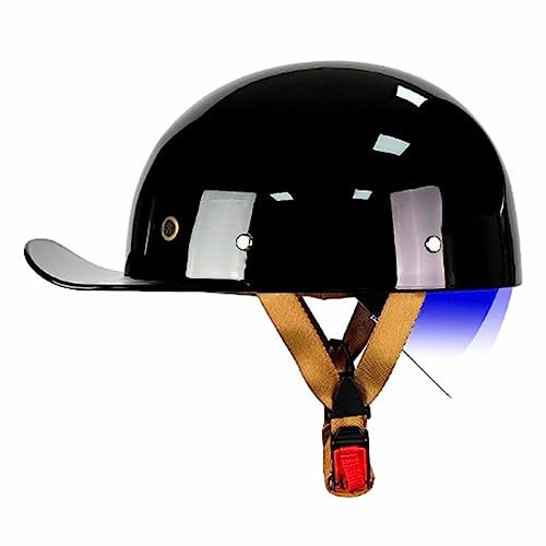 Vintage Casque Moto Bols Casquette Baseball Adulte Demi Casque ECE Homologué Face Ouverte Casque Mobylette avec Visière Scooter Cruiser Casque De Moto Jet pour Homme Et Femme 8,M:57-58CM