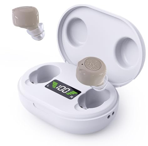 Audífonos Digitales Recargables - de Sonido ITE para Adultos y Personas Mayores, OTC, Reducción Inteligente de Ruido y Realimentación, Amplificadores Personales con Estuche de Carga LED Portátil