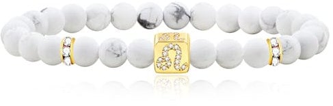 Uloveido 12 Zodiac Star Sign Bracelet for Women Men - Handmade Natural White Stone Cubic Zirconia Beads Birthday Constellation Leo Bracelet Gifts for Family Lover Friends