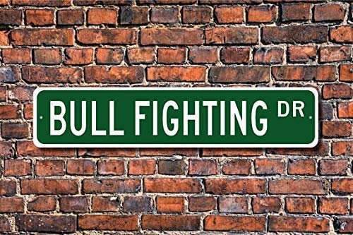 Cartel de lucha de toros para exteriores, letrero de lucha de toros, matador contra toros, letrero de metro de 4 x 16 pulgadas