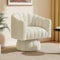 SEYNAR Mid Century 360 Grad drehbare Kuscheltonnen-Akzentsofasessel, runde Sessel mit breit gepolstertem, flauschigem Samtstoffstuhl für Wohnzimmer, Schlafzimmer, Büro, Wartezimmer (Beige)