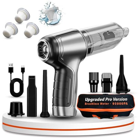 Handheld Wireless Vacuum Cleaner- Powerful 95000 Pa Suction Portable Lightweight Cordless- Long Runtime Rechargeable Battery Quick Charge for Home, Office, Car, Sofa, Pet Hair, Corner Cleaning