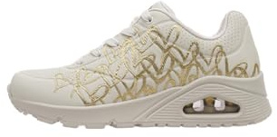 Skechers Damen Low-Top Sneaker UNO GOLDEN Heart, Frauen Sneakers,Turnschuhe,Laufschuhe,schnürschuhe,atmungsaktiv,Halbschuhe,Beige NTGD,42 EU