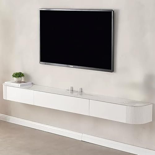 JIAOCKJIAO Hängend TV Schrank, 150cm Fernsehschrank, Schwebende Medienkonsole, TV Board mit Aufbewahrungsschubladen, Tv Sideboard Wohnzimmer(Wit)