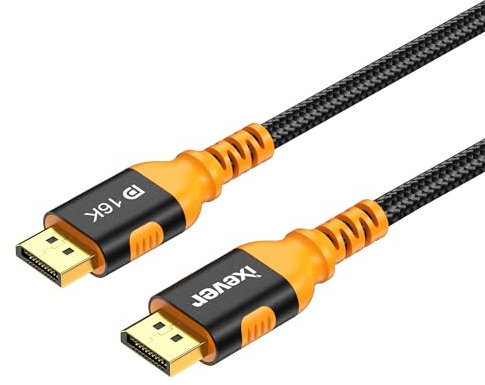 IXEVER Cable DisplayPort de 16 K 2.1 10 pies, 16 K a 60 Hz 8 K a 120 Hz 4K a 240 Hz HDR10, HDCP, DSC 1.2a DP 2.1 2.0 Cable de 80 Gbps para monitor de tarjeta de video FreeSync G-Sync