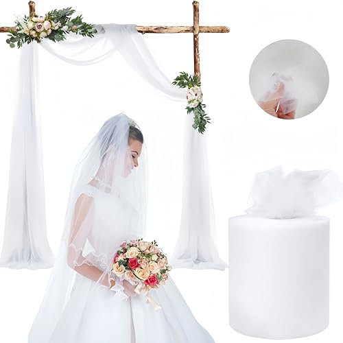 Tulle Rotolo Bianco 15cm x 100yards - Nastro Tessuto Largo per Matrimonio, Natale, Pacchi Regalo, Albero - Bobina Poliestere Decorativa per Feste