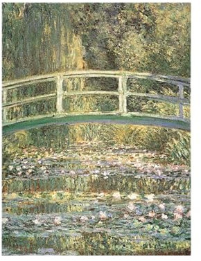 Claude Monet Druck mit Seerosen und japanischer Brücke, 40 x 50 cm, Grün, grün, 40cm x 50cm