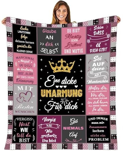 HYDDHQ Geschenke für Freundin, Umarmung Decke Geschenk Freundin Geburtstag, Beste Freundin Geschenke, Geschenke für Frauen Freundin Schwester Kollegin Ehefrau und Mutter zum Geburtstag Weihnachten