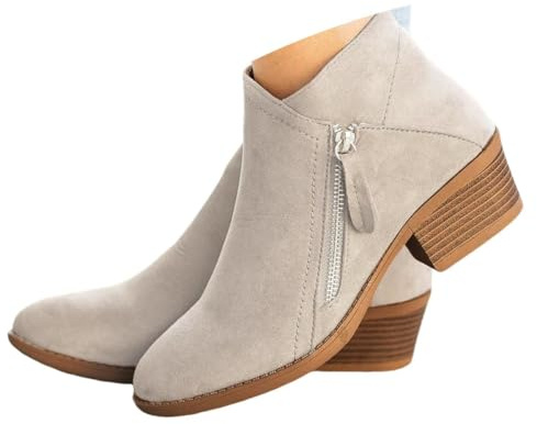 ticticlily Stivali Estivi Donna Con Cerniera Primaverili Invernali Eleganti Stivaletti Morbidi Tacco Basso Ankle Elegante Boots Cowboy Bassi