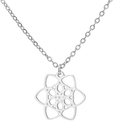 kkjoy Blume des Lebens Halskette Edelstahl Keltischer Knoten Blüte Anhänger Halskette Eternity Flower Inspirational Amulett Schmuck für Frauen Charmante Damen