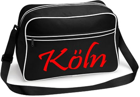 multifanshop Retrotasche - Köln - Schriftzug - Druck rot - Tasche Größe one size schwarz/weiß