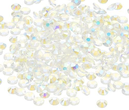 PATIKIL 4320Pcs SS6 Round Flatback Crystal 2.0-2.1mm Glass Rhinestones Gems Diamonds for DIY Crafts Clothes Shoes Nail Art Decoration, Clear AB