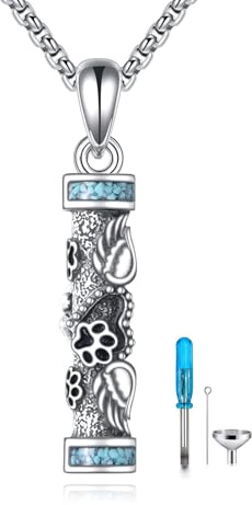 URONE Urn Halskette für Asche 925 Sterling Silber Zylinder Memorial Anhänger für Geliebte Einäscherung Schmuck