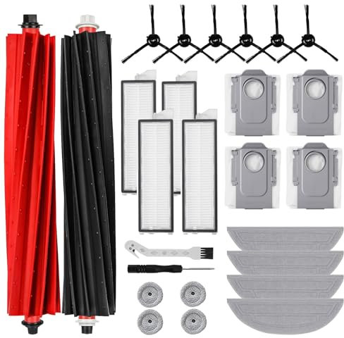 26 Stück Zubehör für Roborock S8 Maxv Ultra Saugroboter, Zubehörset mit 2 Hauptbürste 4 Wischpad 4 Staubbeutel 4 Filter 4 kleiner Mopp 6 Seitenwischer, 1 Reinigungsbürste 1 Schraubendreher